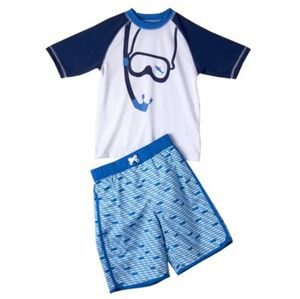 NWT rashguard and swim trunks set